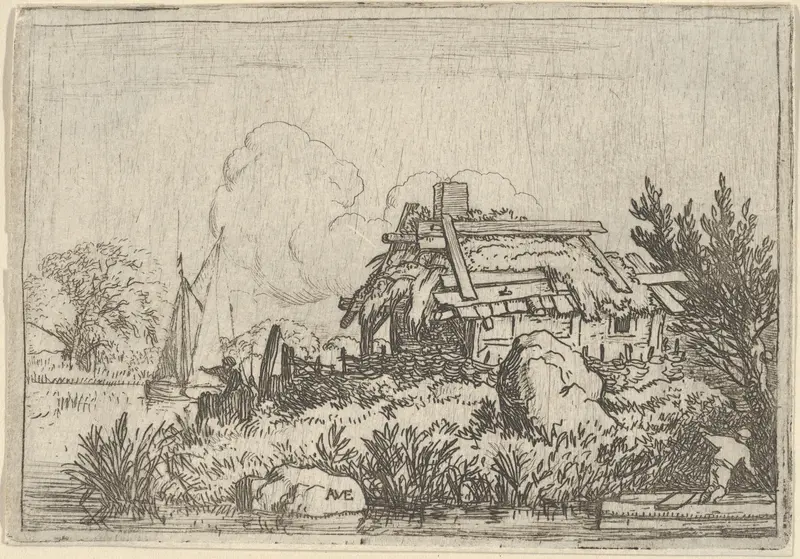 The Ruined Cottage, Surrounded by Water Wall Art by Allart van Everdingen - High-Resolution Digital Print