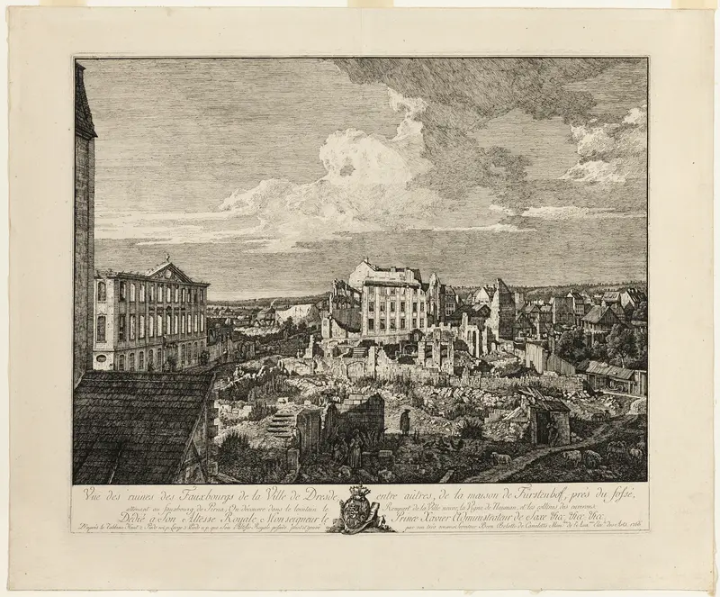 The Ruins of the Pirnaischer Suburb with the Palais Fürstenhof Wall Art by Bernardo Bellotto - High-Resolution Digital Print