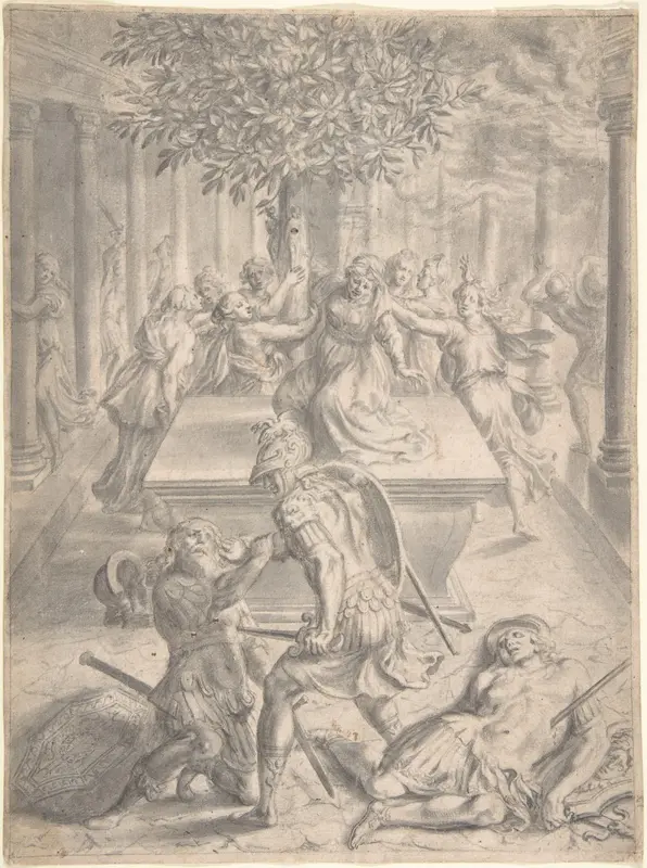 The Sack of Troy: Pyrrhus Killing Priam Wall Art by Franz Cleyn - High-Resolution Digital Print