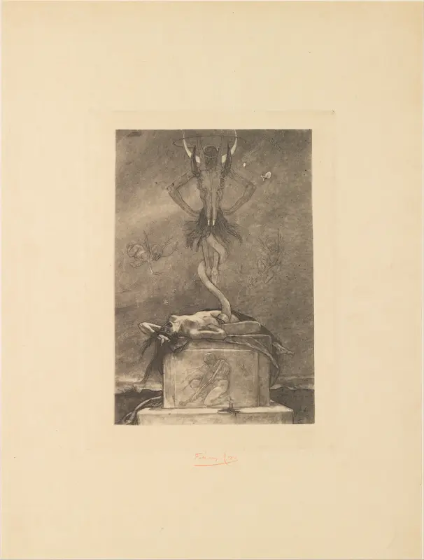 The Sacrifice, from "The Satanic Ones" Wall Art by Félicien Rops - High-Resolution Digital Print