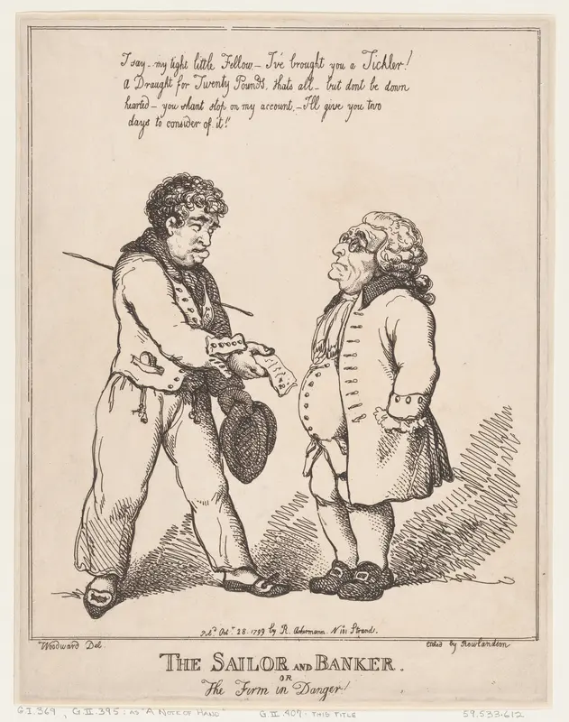 The Sailor and Banker, or the Firm in Danger Wall Art by Thomas Rowlandson - High-Resolution Digital Print