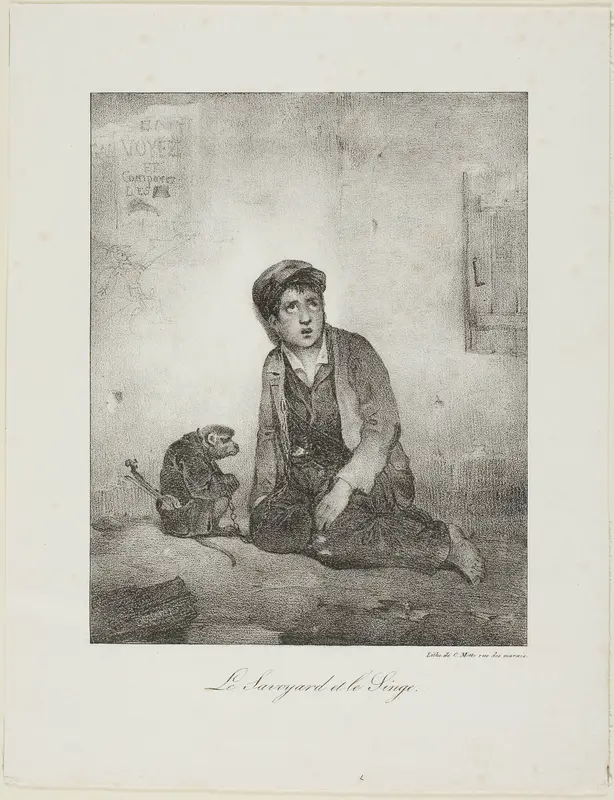 The Savoyard and the Monkey Wall Art by Alexandre Gabriel Decamps - High-Resolution Digital Print