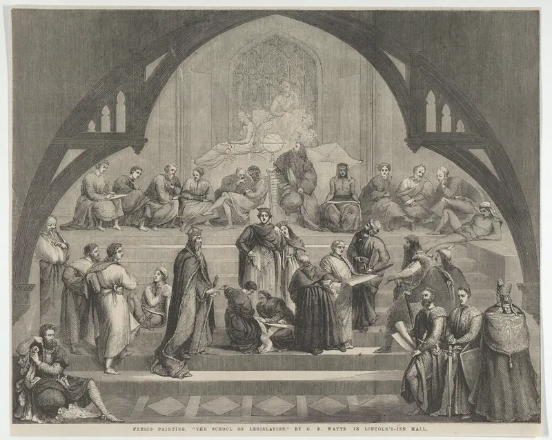 "The School of Legislation" in Lincoln's-Inn Hall, from "Illustrated London News" Wall Art by George Frederic Watts - High-Resolution Digital Print