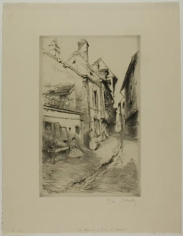 The School Street, Troyes Wall Art by Gustave Leheutre - High-Resolution Digital Print