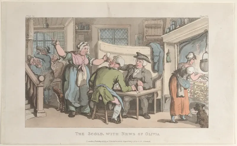 The Scold, with News of Olivia Wall Art by Thomas Rowlandson - High-Resolution Digital Print