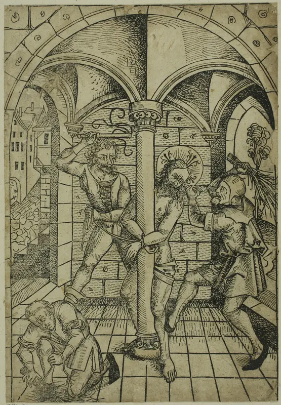 The Scourging of Christ (verso); The Israelites Enslaved in Egypt (recto), pages 70 and 69, from the Treasury (Schatzbehalter) Wall Art by Michel Wolgemut - High-Resolution Digital Print