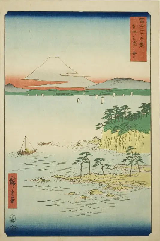 The Sea at Miura in Sagami Province (Soshu Miura no kaijo), from the series "Thirty-six Views of Mount Fuji (Fuji sanjurokkei)"