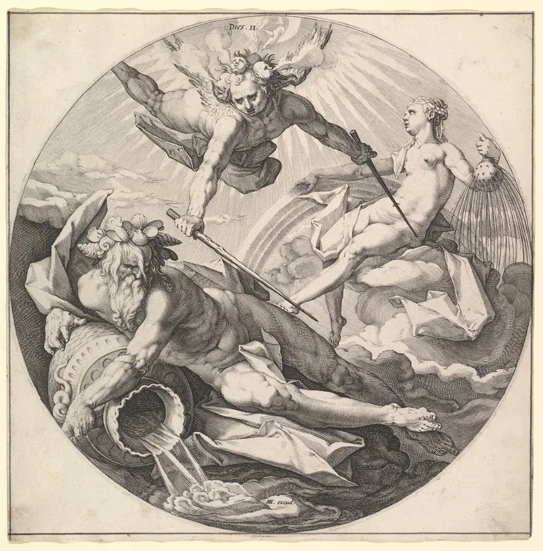 The Second Day (Dies II): The Division of the Waters, plate 2 from "The Creation of the World" Wall Art by Jan Muller - High-Resolution Digital Print
