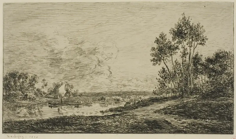 The Seine at Port-Maurin Wall Art by Charles François Daubigny - High-Resolution Digital Print