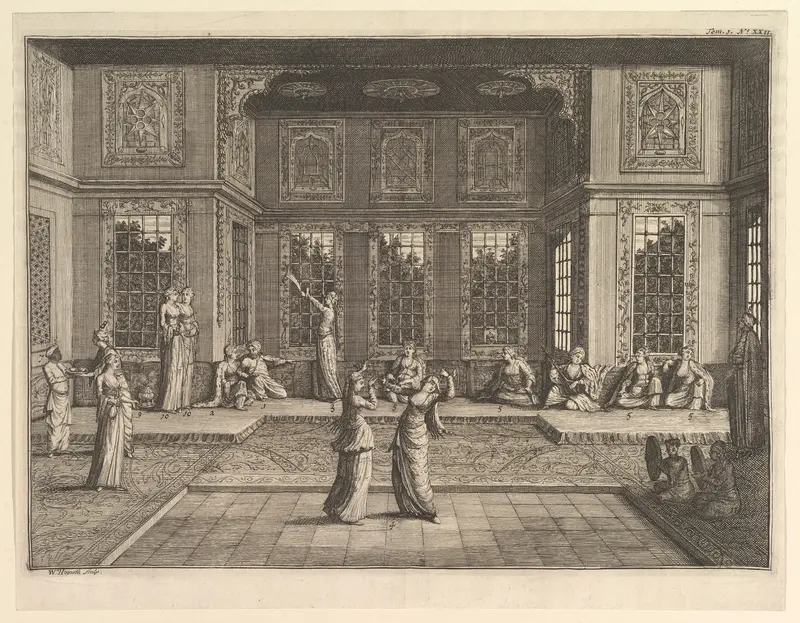 The Seraglio (Aubry de La Mottraye, Travels throughout Europe, Asia and into Part of Africa..., London, 1724, vol. I, pl. 18) Wall Art by William Hogarth - High-Resolution Digital Print