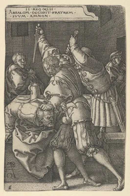 The Servants of Absalom Killing Amnon Wall Art by Heinrich Aldegrever - High-Resolution Digital Print