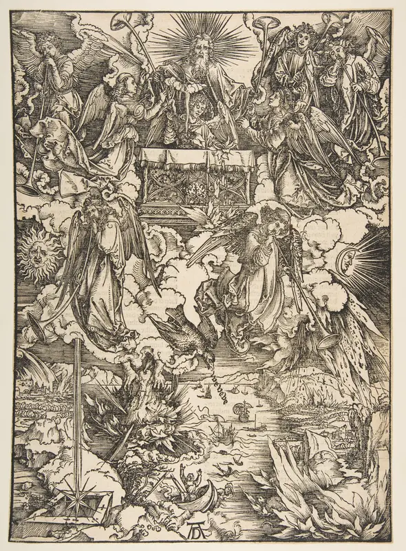 The Seven Angels with the Trumpets, from "The Apocalypse", Latin Edition Wall Art by Albrecht Dürer - High-Resolution Digital Print
