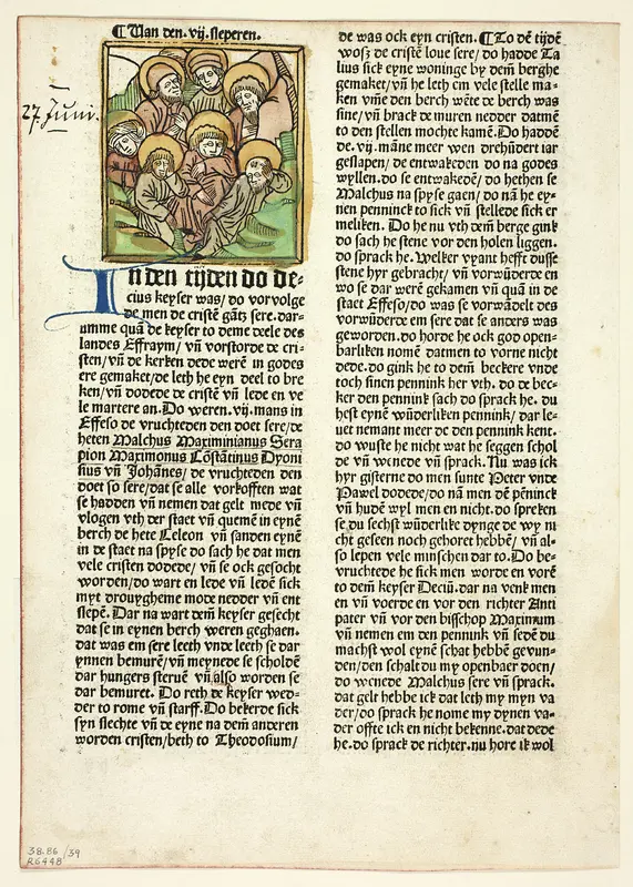 The Seven Sleepers from Der Heiligen Leben, Sommerteil (Lives of the Saints, Summertime), Plate 39 from Woodcuts from Books of the 15th Century Wall Art by Unknown artist - High-Resolution Digital Print