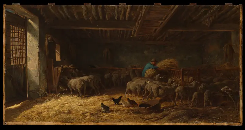 The Sheepfold Wall Art by Charles Jacque - High-Resolution Digital Print