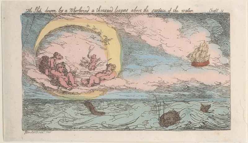 The Ship, driven by a Whirlwind, a thousand leagues above the surface of the water Wall Art by Thomas Rowlandson - High-Resolution Digital Print