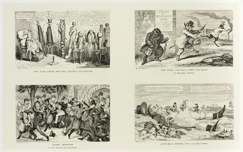 The Sick Goose and the Council of Health from George Cruikshank's Steel Etchings to The Comic Almanacks: 1835-1853 (top left) Wall Art by George Cruikshank - High-Resolution Digital Print