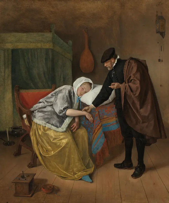 The Sick Woman Wall Art by Jan Havicksz. Steen - High-Resolution Digital Print