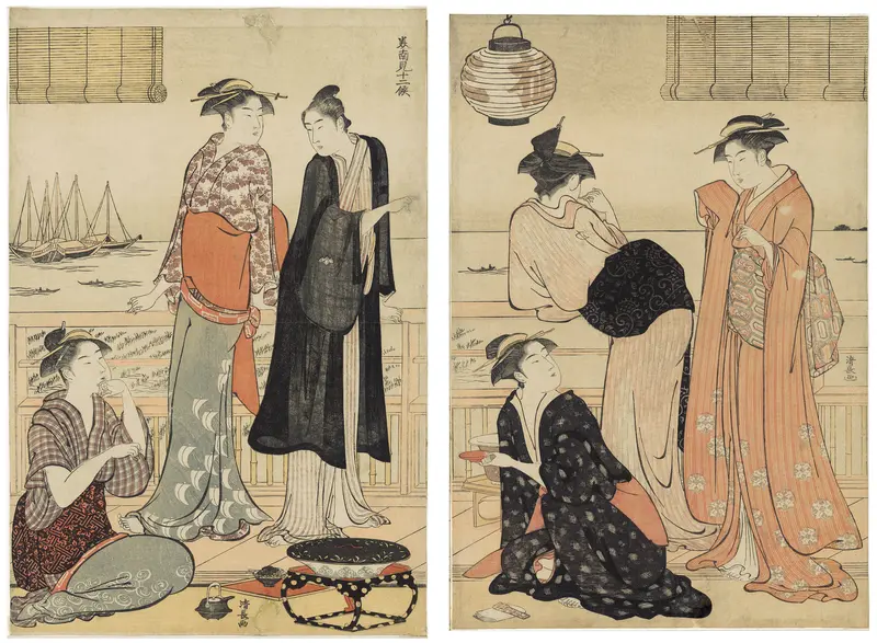 The Sixth Month, Enjoying the Evening Cool in a Teahouse, from the series The Twelve Months in the Southern Quarter (Minami jūni kō)