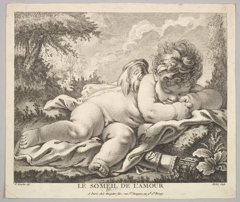 The Sleep of Cupid Wall Art by Jean-Baptiste Michel - High-Resolution Digital Print