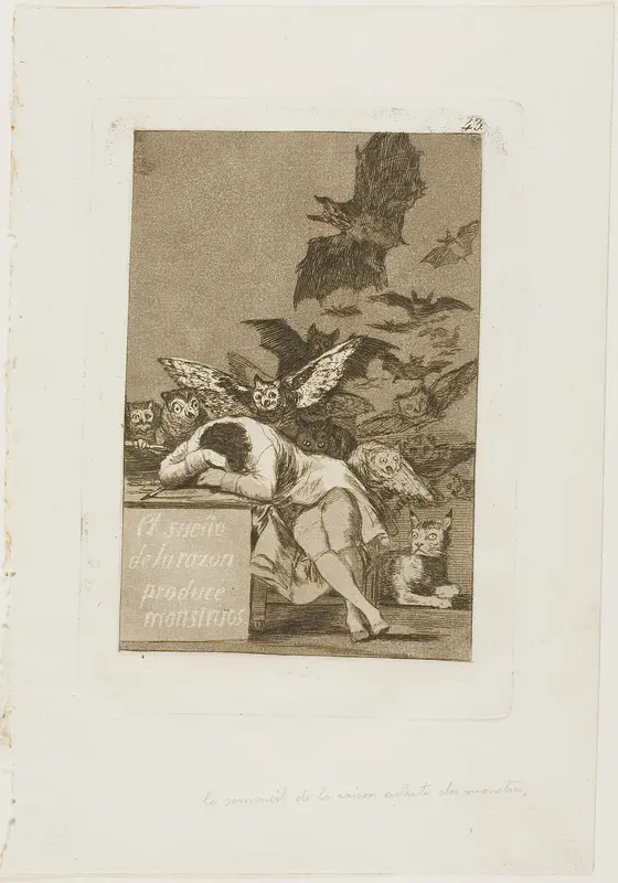 The Sleep of Reason Produces Monsters, plate 43 from Los Caprichos
