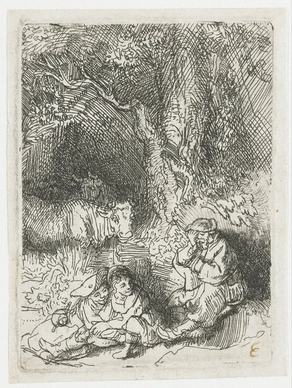 The sleeping herdsman Wall Art by Rembrandt van Rijn - High-Resolution Digital Print