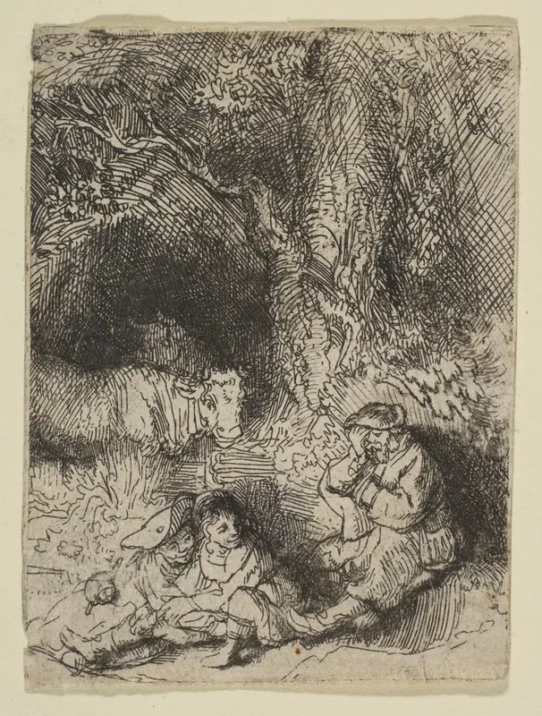 The Sleeping Herdsman Wall Art by Rembrandt (Rembrandt van Rijn) - High-Resolution Digital Print