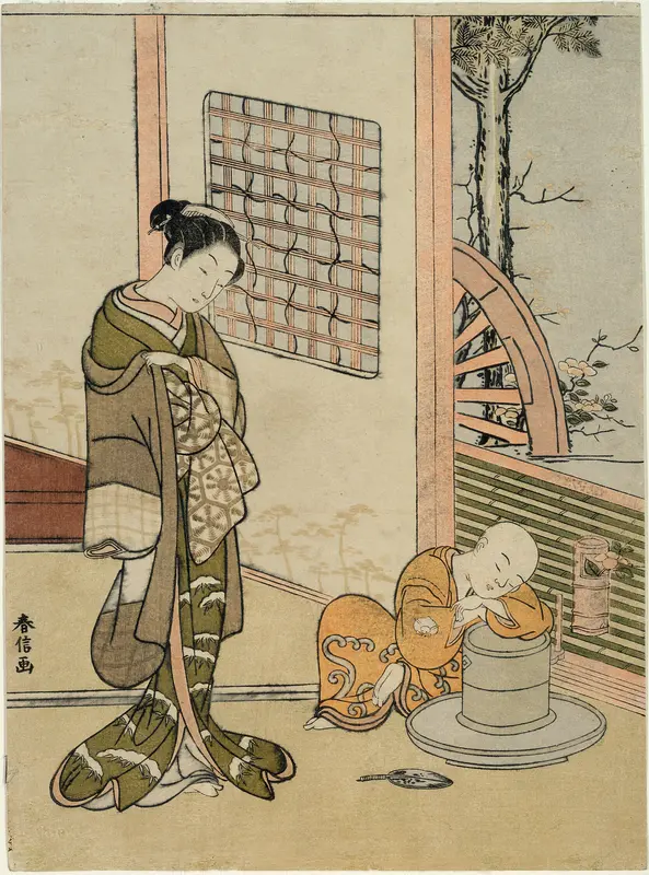 The Sleeping Tea-Boy (parody of Hokaso) Wall Art by Suzuki Harunobu - High-Resolution Digital Print