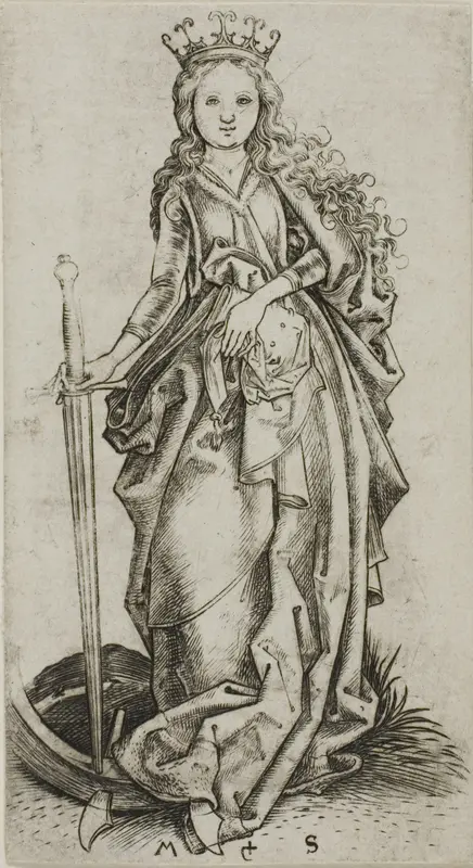 The Small Saint Catherine Wall Art by Martin Schongauer - High-Resolution Digital Print