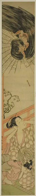 The Smitten Thunder God Delivering a Love Letter to a Courtesan Wall Art by Suzuki Harunobu - High-Resolution Digital Print
