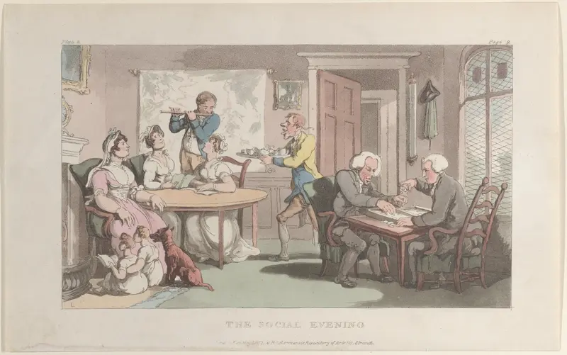 The Social Evening, from "The Vicar of Wakefield" Wall Art by Thomas Rowlandson - High-Resolution Digital Print