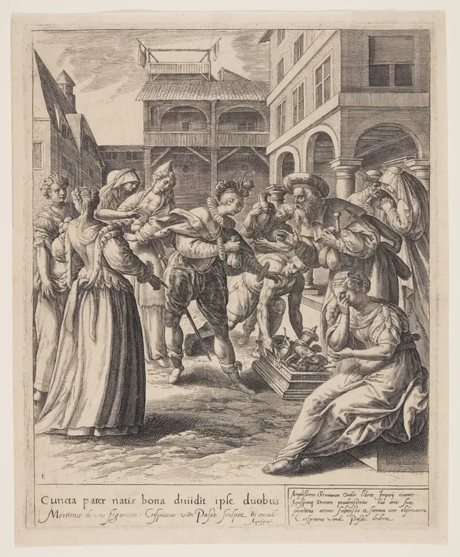 The Son Receiving His Heritage, from The Parable of the Prodigal Son Wall Art by Crispijn van de Passe, I - High-Resolution Digital Print
