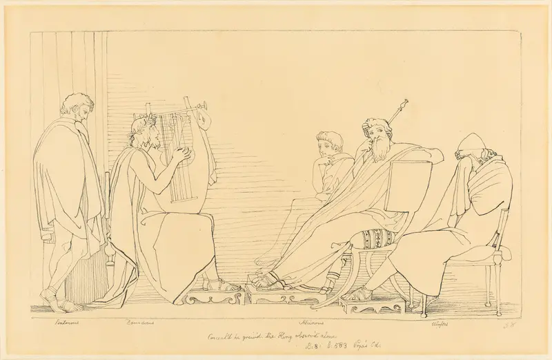 The Song of Demodocus Wall Art by John Flaxman - High-Resolution Digital Print
