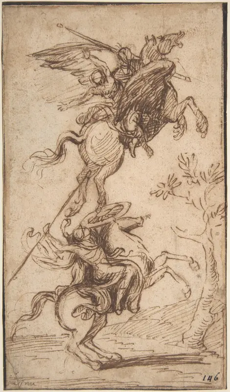 The Sorcerer Atlante Abducting Pinabello's Lady (Ariosto, Orlando Furioso, canto II, 38) Wall Art by Nicolas Poussin - High-Resolution Digital Print