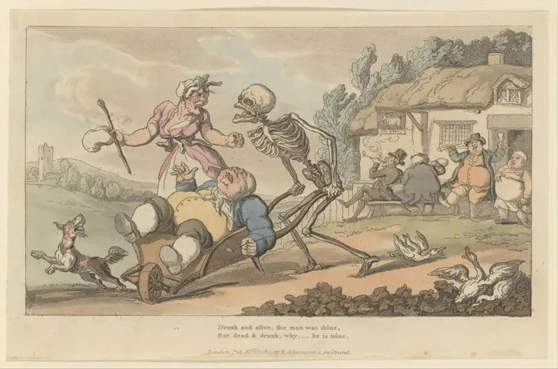 The Sot (The English Dance of Death, plate 12) Wall Art by Thomas Rowlandson - High-Resolution Digital Print