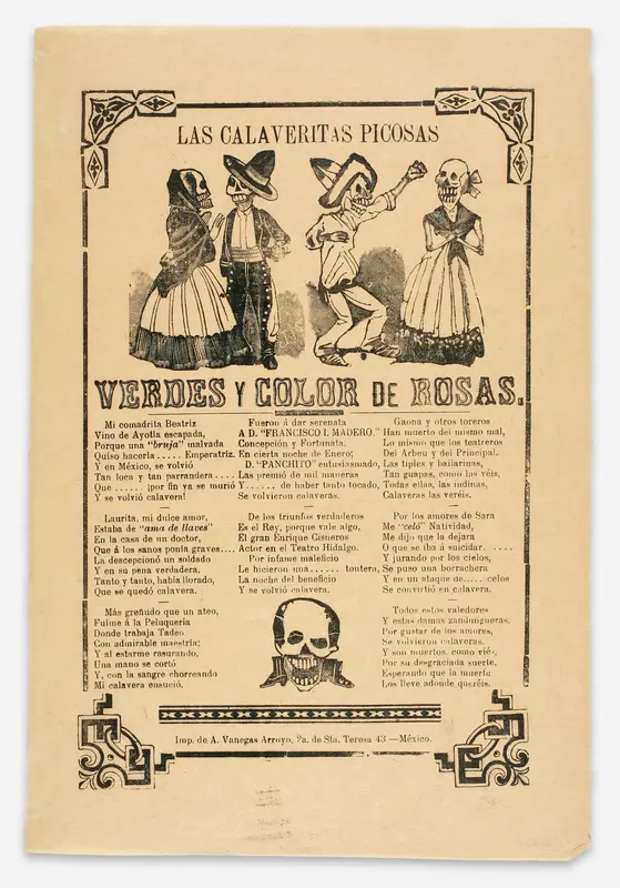 The Spicy Little Calaveras, green and pink Wall Art by José Guadalupe Posada - High-Resolution Digital Print