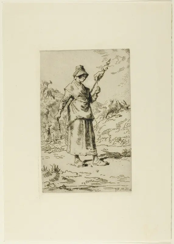 The Spinner Wall Art by Jean François Millet - High-Resolution Digital Print