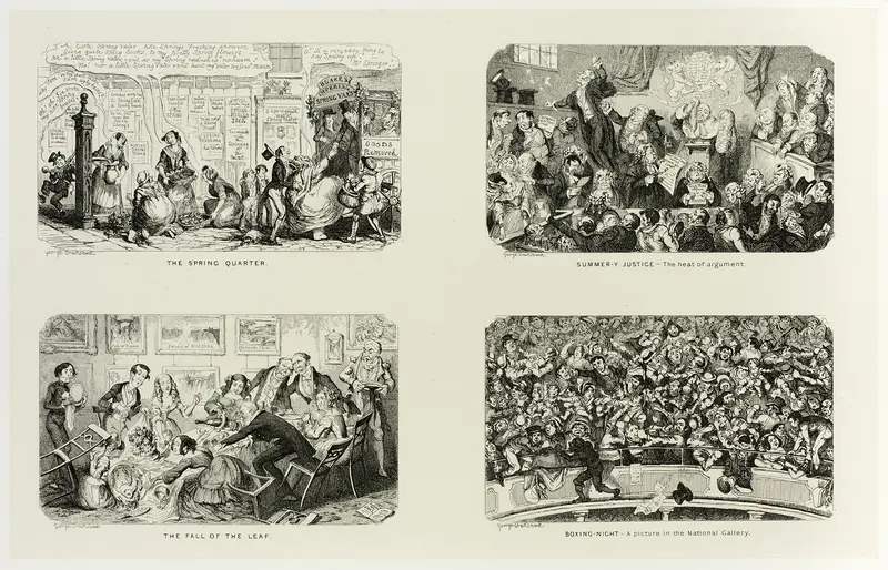 The Spring Quarter from George Cruikshank's Steel Etchings to The Comic Almanacks: 1835-1853 (top left) Wall Art by George Cruikshank - High-Resolution Digital Print