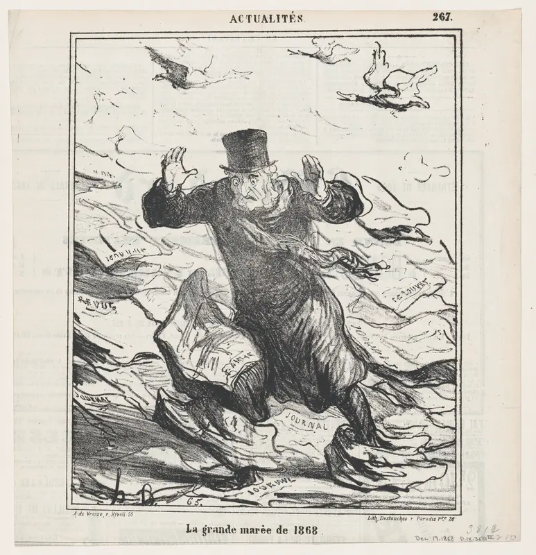 The spring-tide of 1868, from "News of the day" Wall Art by Honoré Daumier - High-Resolution Digital Print