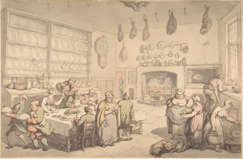 The Squire's Kitchen Wall Art by Thomas Rowlandson - High-Resolution Digital Print