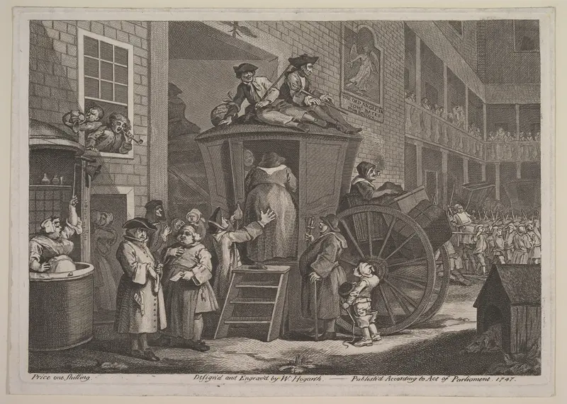 The Stage Coach, or Country Inn Yard Wall Art by William Hogarth - High-Resolution Digital Print