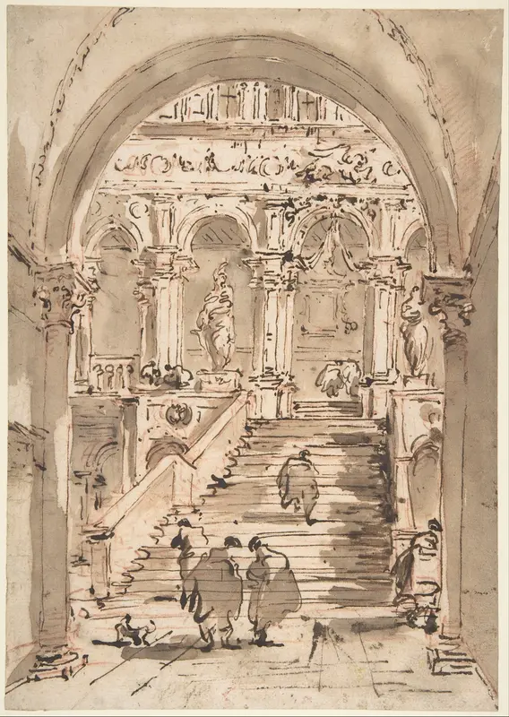 The Staircase of the Giants, Ducal Palace, Venice Wall Art by Francesco Guardi - High-Resolution Digital Print
