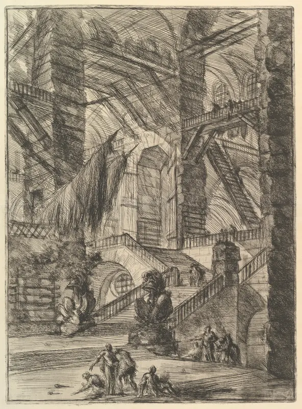 The Staircase with Trophies, from "Carceri d'invenzione" (Imaginary Prisons)