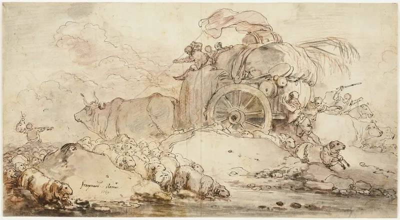 The Stalled Cart Wall Art by Jean Honoré Fragonard - High-Resolution Digital Print