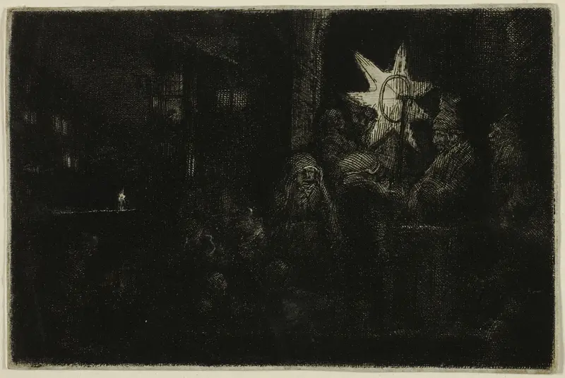 The Star of the Kings: A Night Piece Wall Art by Rembrandt van Rijn - High-Resolution Digital Print