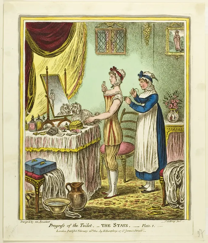 The Stays, plate one from Progress of the Toilet