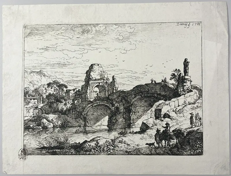 The Stone Bridge Wall Art by Christian Wilhelm Ernst Dietrich - High-Resolution Digital Print
