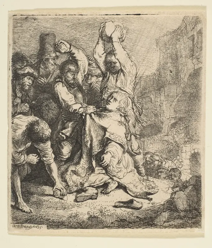 The Stoning of St. Stephen Wall Art by Rembrandt (Rembrandt van Rijn) - High-Resolution Digital Print