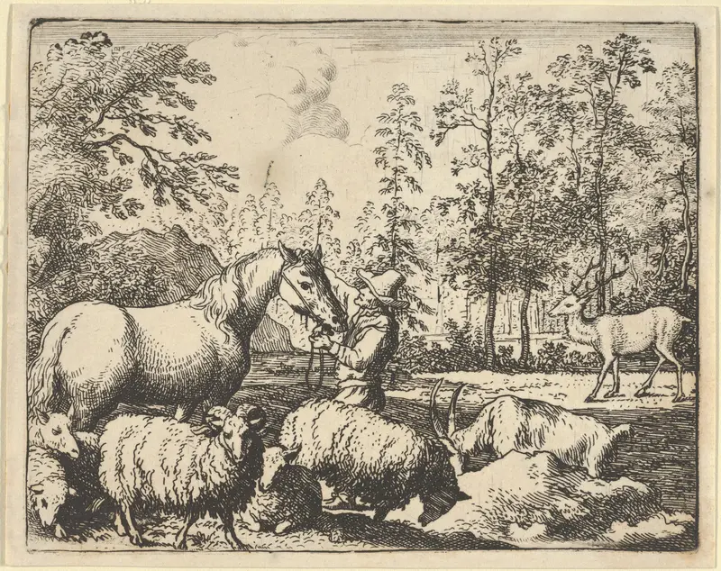 The Story of the Horse Who Wants Revenge on the Stag from Hendrick van Alcmar's Renard The Fox Wall Art by Allart van Everdingen - High-Resolution Digital Print