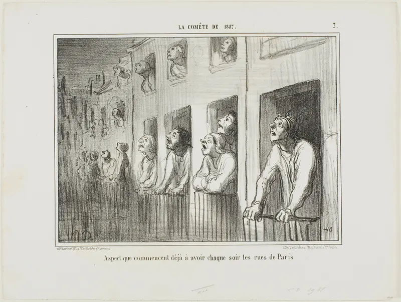 The streets of Paris are beginning to look like this every night, plate 7 from La Cométe De 1857