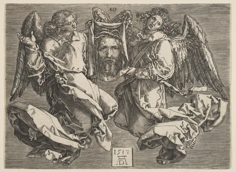 The Sudarium Carried by Two Angels, copy Wall Art by Albrecht Dürer - High-Resolution Digital Print